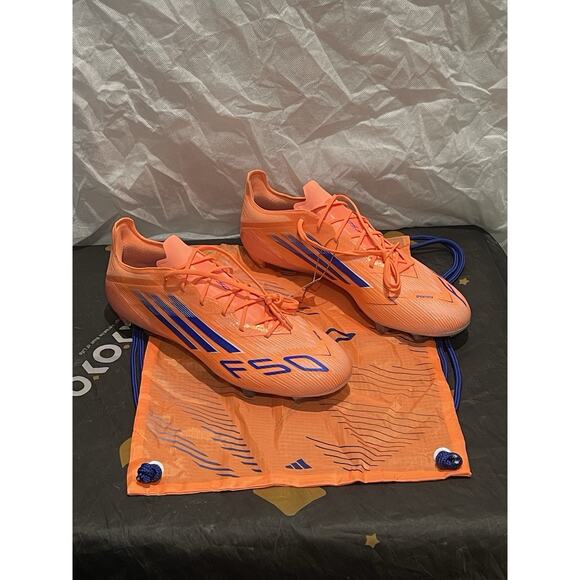 New Men’s 13 Adidas F50 Elite FG Beam Orange Lucid Blue Soccer Cleats JH7618